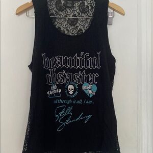 Beautiful Disaster Black Graphic Lace Sleeveless Tank